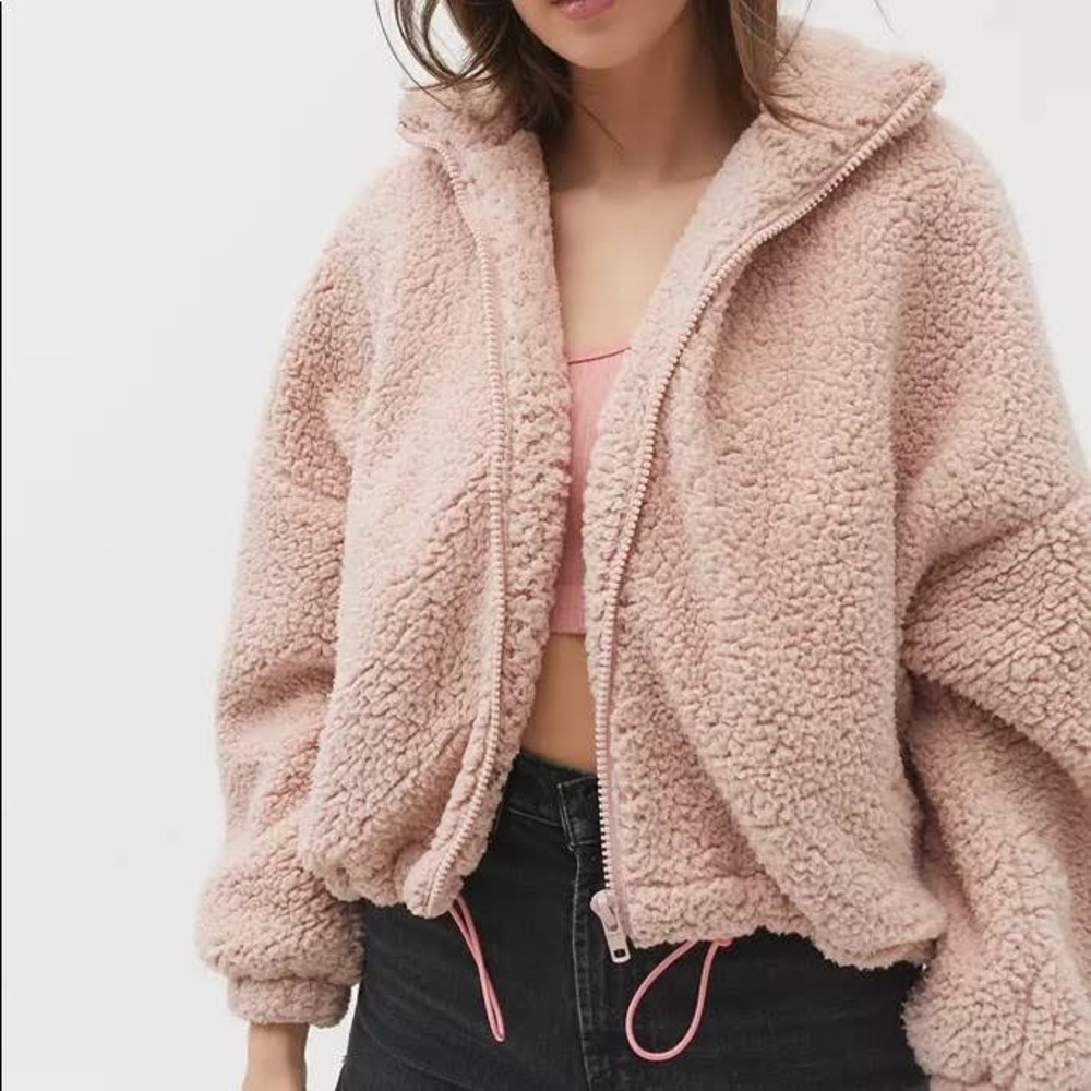UO pink fuzzy jacket